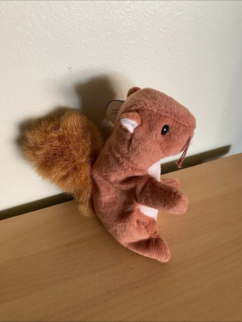 Ty Brown & White Squirrel Beanie Baby Plush with Fuzzy Tail